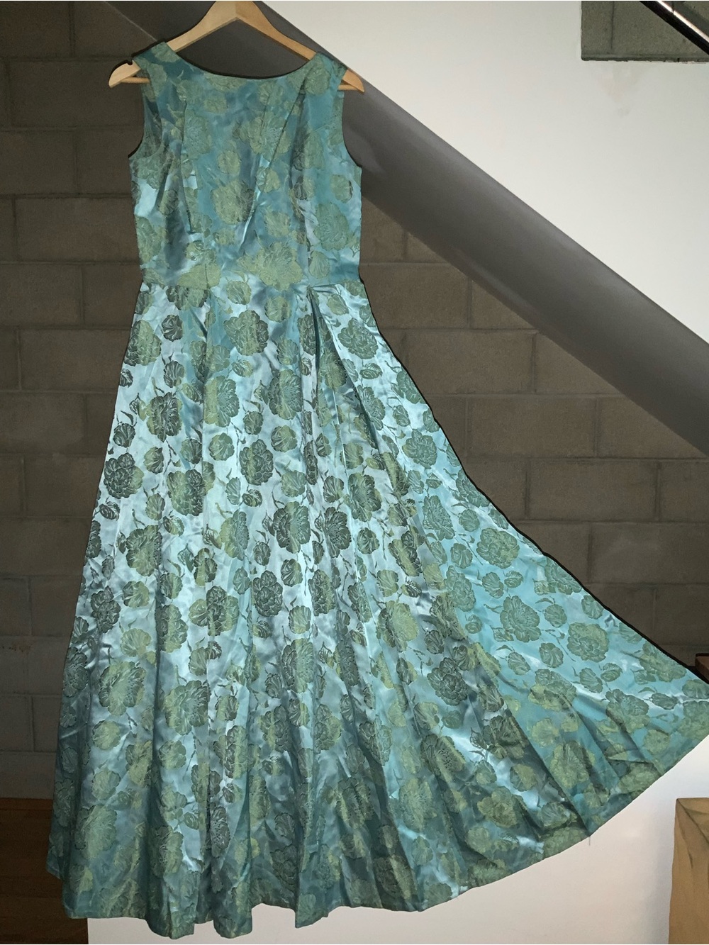 Vintage 50s aqua blue floral dress sz S - Picture 11 of 11